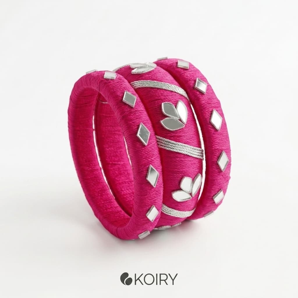 Silk Thread Mirror Bangle Set alternate view